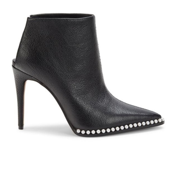 Karl Lagerfeld Cyron Leather Pearl Studded Stiletto Booties Size 6 New - Picture 3 of 15